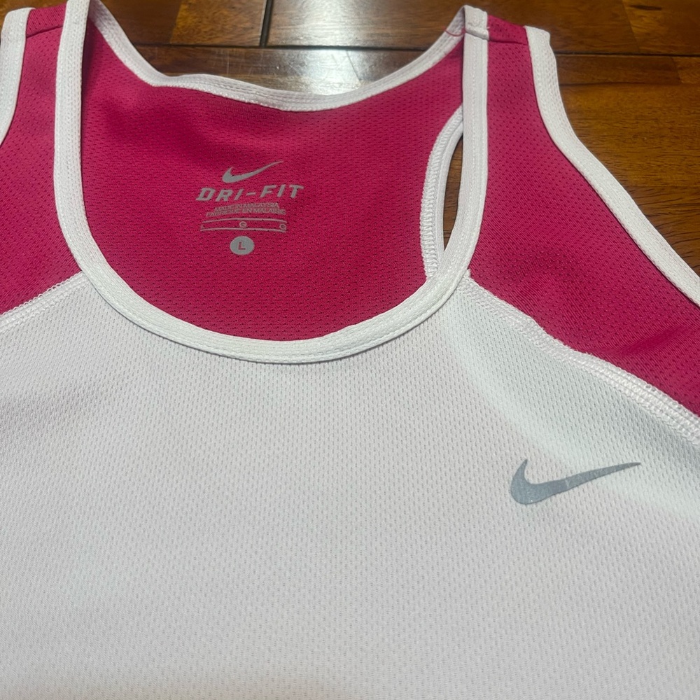 Nike Dri-Fit Racerback Tank – Pink & White | L - Picture 4 of 8